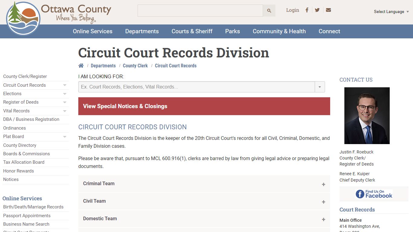 Circuit Court Records - Ottawa County, Michigan